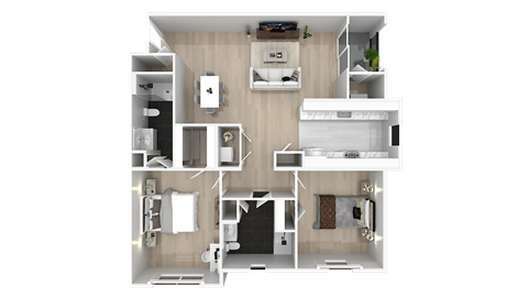 Floor plan for 2 beds, 2 baths, 1200 sqft